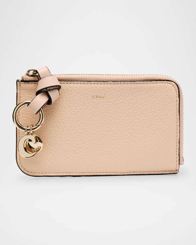 Alphabet Zip Leather Card Case
